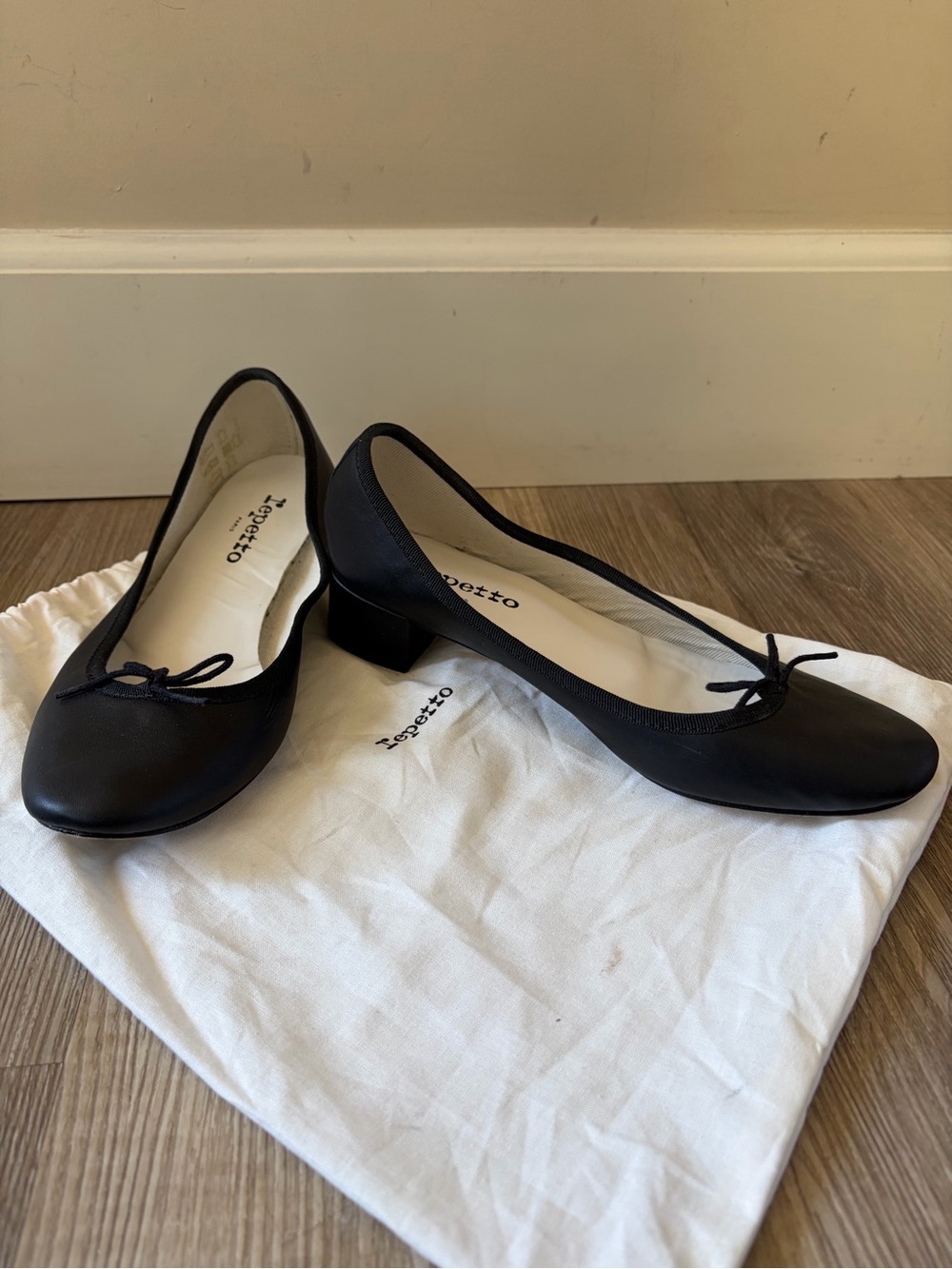 Repetto Camille Ballet Flats on Black Leather